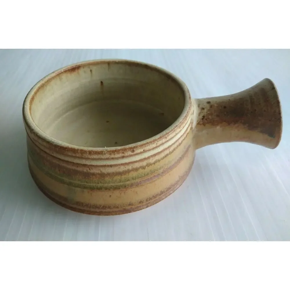 Studio Pottery Stoneware Bowl With Single Handle - Signed Denny '61